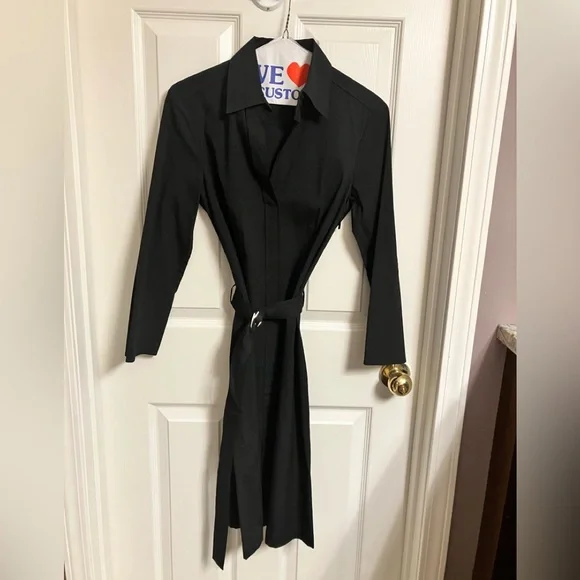 Hugo Boss | Black Long-Sleeve Belted Dress Size 4 - Picture 2 of 7